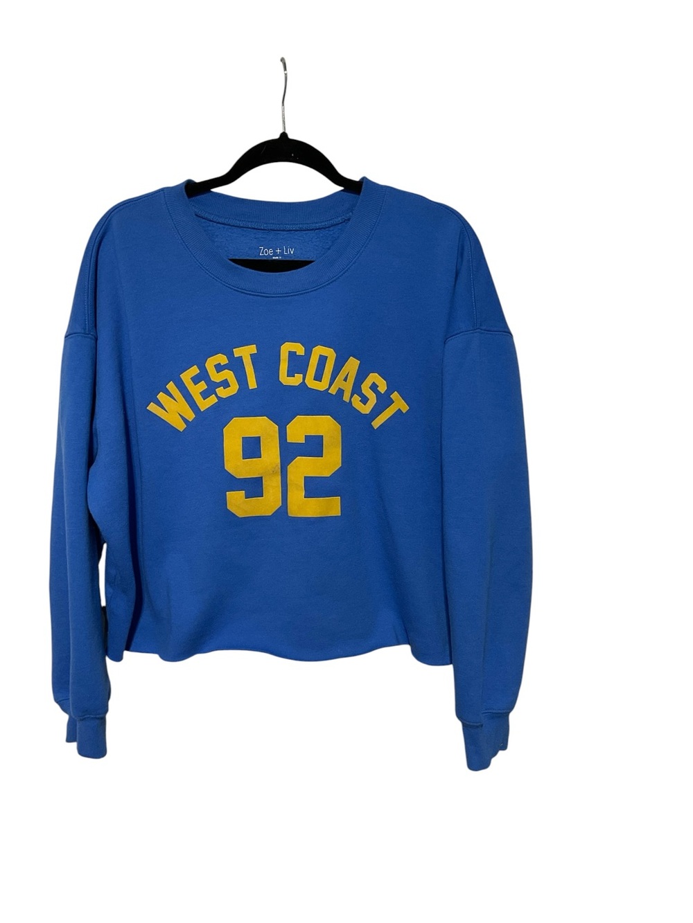 Zoe + Liv “West Coast 92” Cropped Sweatshirt – Size XL